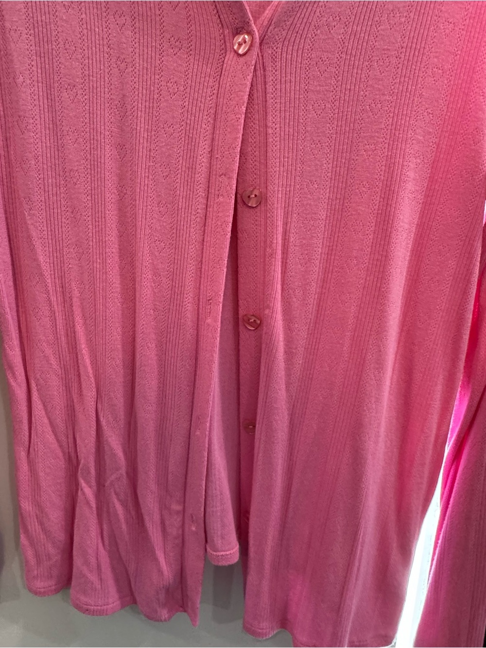Posh Peanut Pink Pointelle Button Cardigan | Women’s Medium View 3